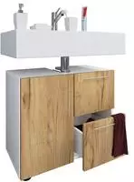 Waschbeckenunterschrank Flandu Honigeiche/Wei&szlig;