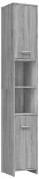 vidaXL Badezimmerschrank grau Sonoma 30x30x183,5cm Holzwerkstoff