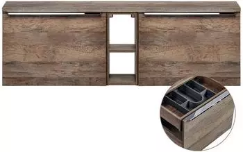 Lomado PUEBLA-56 Waschtischunterschrank Vintage Oak Eiche 140cm (LA56-PUEBLA-56-SET64)