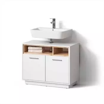 Livinity Temo Waschbeckenunterschrank weiß, Holzwerkstoff, 3 Fächer, 80x64x40cm (800000883222)