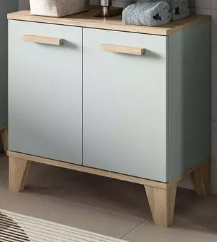 Inn.Furn Luna Waschbeckenunterschrank grün/Eiche, 2-türig, 60x61x34cm (800001515953)