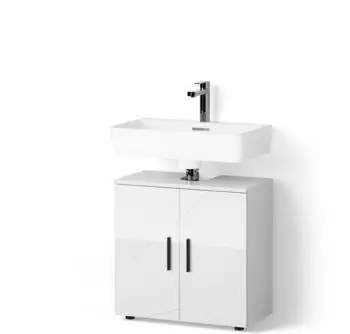 Livinity Ronco Waschbeckenunterschrank weiß hochglanz, Holzwerkstoff, 60x59x30cm (800001107261)