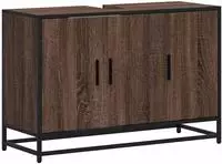 vidaXL Waschbeckenunterschrank Braun Eichen-Optik 90x33x60 cm