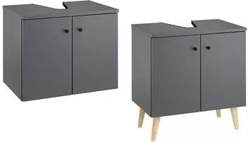 Erst-Holz Waschtisch-Unterschrank grau, Wandmontage oder stehend (V-90.59-01WU)