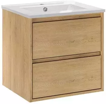 Comad Edm&eacute; Waschtisch 51cm, 2 Schubladen, Holzoptik