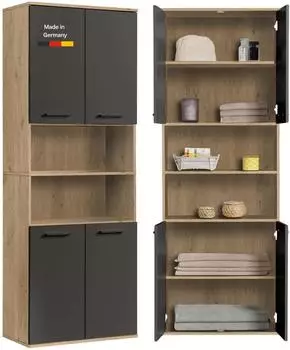 mokebo Der Kapit&auml;n Badezimmer-Hochschrank, Holz, 180x65x34cm