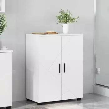 vidaXL Badezimmerschrank wei&szlig;, 60x35x80cm, Holzwerkstoff & Metall (883304)