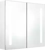 vidaXL LED-Spiegelschrank f&uuml;rs Bad Gl&auml;nzend Wei&szlig; 62x14x60 cm
