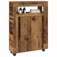 vidaXL Badschrank Schmal mit Rollen Altholz-Optik Holzwerkstoff