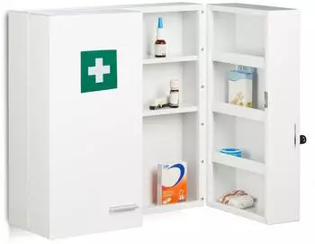 Relaxdays XXL lockable first-aid cupboard 53 x 53 x 21.5 cm white
