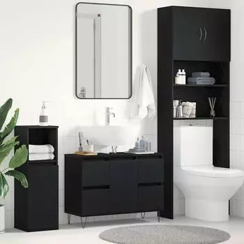 vidaXL Waschbeckenschrank schwarz Eichen-Optik 80x33x60cm