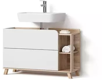 Livinity Marano Waschbeckenunterschrank Sonoma Eiche/wei&szlig;, 100x65cm, 2 Schubladen