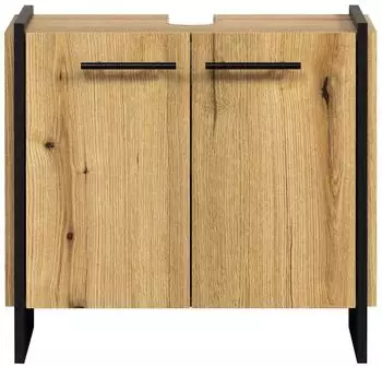 trendteam Safiya Waschbeckenunterschrank Evoke Oak/schwarz, 60x56x34cm