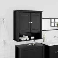 vidaXL Bad-Wandschrank BERG Schwarz 69,5x27x71,5 cm Massivholz