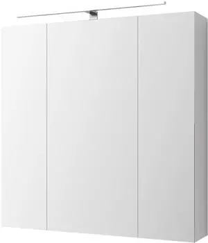ML-Design Spiegelschrank 3-t&uuml;rig mit LED-Beleuchtung, Steckdose, 72,4x72x15cm, wei&szlig; (490001556)