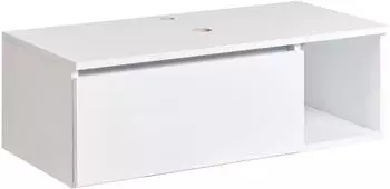 Beliani Rupanco H&auml;nge-Waschbeckenunterschrank wei&szlig; 80x40cm mit Klappe und Regal
