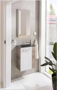 Fackelmann SBC Waschbeckenunterschrank h&auml;ngend, wei&szlig; Hochglanz, 44cm (88499)