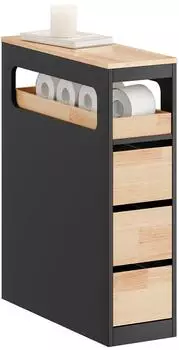 SoBuy Schmaler Badschrank Mit Schubladen 65x23x82cm schwarz (800001334707)
