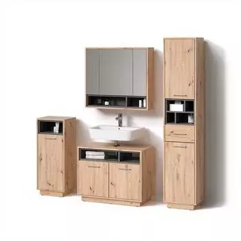 Livinity Badm&ouml;bel-Set, Eiche Artisan, Anthrazit, Holzwerkstoff, 16 F&auml;cher, 1 Schubladen, Rechteckig, 80x64x40 cm
