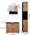 VICCO Badmöbel-Set, Eiche Wotan, Anthrazit, Holzwerkstoff, 11 Fächer, 2 Schubladen, Rechteckig, 80x58.6x41 cm