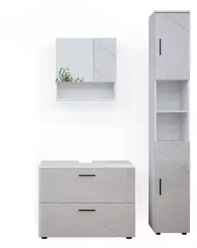 VICCO Badm&ouml;bel-Set, Wei&szlig; Hochglanz, Wei&szlig;, Holzwerkstoff, 11 F&auml;cher, 2 Schubladen, Rechteckig, 80x58.6x41 cm