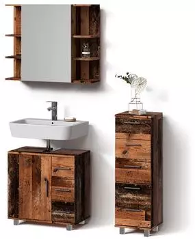 Livinity Badm&ouml;bel-Set, Wildeiche, Wildeiche, Holzwerkstoff, 7 F&auml;cher, 8 Schubladen, Rechteckig, 60x60x33 cm