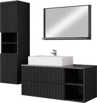 Mirjan24 Badm&ouml;bel-Set Kertos Rillen II schwarz (800000849046)
