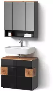 Livinity Badm&ouml;bel-Set, Anthrazit, Eiche Artisan, Holzwerkstoff, 12 F&auml;cher, Rechteckig, 73x64x37 cm