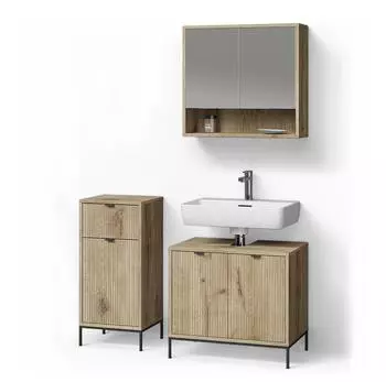 Livinity Badm&ouml;bel-Set, Eiche Wotan, Holzwerkstoff, 6 F&auml;cher, 1 Schubladen, Rechteckig, 70x63x45 cm