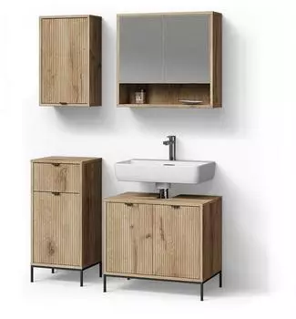 Livinity Badm&ouml;bel-Set, Eiche Wotan, Holzwerkstoff, 9 F&auml;cher, 1 Schubladen, Rechteckig, 70x63x45 cm