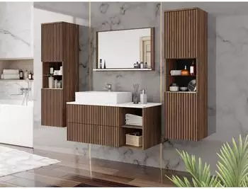 Mirjan24 Badm&ouml;bel-Set, Braun, Holzwerkstoff, 2 Schubladen, Rechteckig, 100x57x45 cm (800000849003)