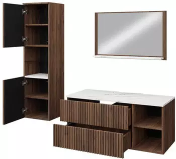 Mirjan24 Badm&ouml;bel-Set Kertos Rillen II braun (800000849034)