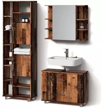 Livinity Badm&ouml;bel-Set, Wildeiche, Holzwerkstoff, 20 F&auml;cher, 2 Schubladen, Rechteckig, 80x60x33 cm