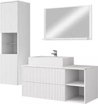 Mirjan24 Badm&ouml;bel-Set Kertos Rillen II wei&szlig; (800000849038)