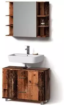 Livinity Badm&ouml;bel-Set, Wildeiche, Holzwerkstoff, 8 F&auml;cher, 2 Schubladen, Rechteckig, 80x60x33 cm