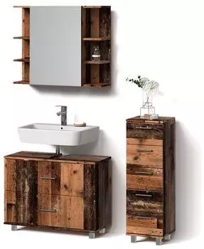 Livinity Badm&ouml;bel-Set, Wildeiche, Holzwerkstoff, 8 F&auml;cher, 5 Schubladen, Rechteckig, 80x60x33 cm
