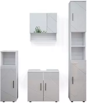 VICCO Badm&ouml;bel-Set, Wei&szlig; Hochglanz, Wei&szlig;, Holzwerkstoff, 16 F&auml;cher, Rechteckig, 80x58.6x41 cm