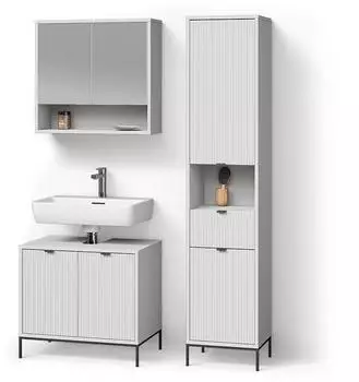 Livinity Badm&ouml;bel-Set, Wei&szlig;, Holzwerkstoff, 10 F&auml;cher, 1 Schubladen, Rechteckig, 70x63x45 cm