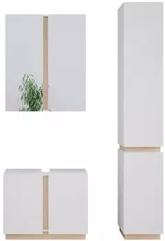 VICCO Badm&ouml;bel-Set, Wei&szlig;, Sonoma Eiche, Holzwerkstoff, 10 F&auml;cher, Rechteckig, 70x55x34 cm