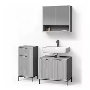 Livinity Badm&ouml;bel-Set, Grau, Holzwerkstoff, 6 F&auml;cher, 1 Schubladen, Rechteckig, 70x63x45 cm