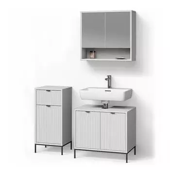 Livinity Badm&ouml;bel-Set, Wei&szlig;, Holzwerkstoff, 6 F&auml;cher, 1 Schubladen, Rechteckig, 70x63x45 cm