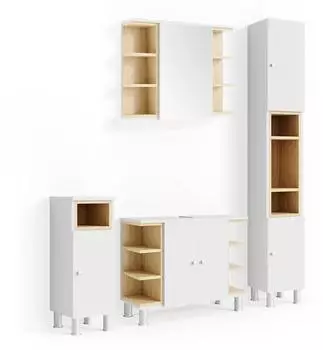 VICCO Badm&ouml;bel-Set, Wei&szlig;, Wei&szlig;, Holzwerkstoff, 19 F&auml;cher, Rechteckig, 79.6x64x32 cm