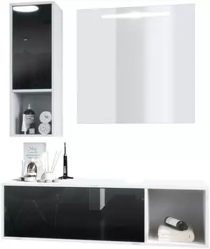 Vladon Badm&ouml;belset, Schwarz Hochglanz, Holzwerkstoff, 126.5x190x46 cm (800000584469)