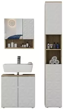 VICCO Badm&ouml;bel-Set, Wei&szlig;, Eiche, Holzwerkstoff, 13 F&auml;cher, Rechteckig, 60x57x30 cm