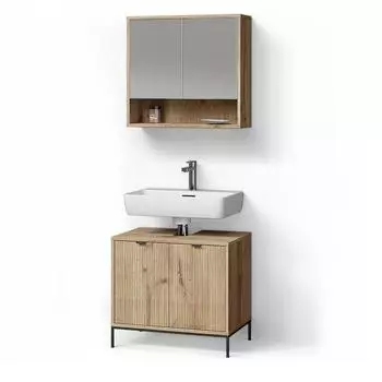 Livinity Badm&ouml;bel-Set, Eiche Wotan, Holzwerkstoff, 6 F&auml;cher, Rechteckig, 70x63x45 cm