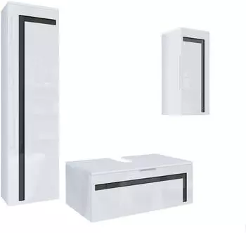Vladon Badm&ouml;belset, Schwarz Hochglanz, Holzwerkstoff, 200x193x51 cm (800000608391)
