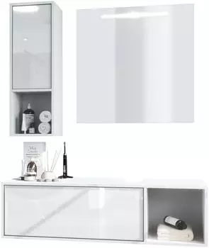 Vladon Badm&ouml;belset, Wei&szlig; Hochglanz, Holzwerkstoff, 126.5x190x46 cm (800000584461)