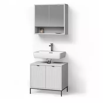 Livinity Badm&ouml;bel-Set, Wei&szlig;, Holzwerkstoff, 6 F&auml;cher, Rechteckig, 70x63x45 cm