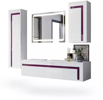 Vladon Badm&ouml;belset, Brombeere, Holzwerkstoff, 210x185x51 cm (800000578143)