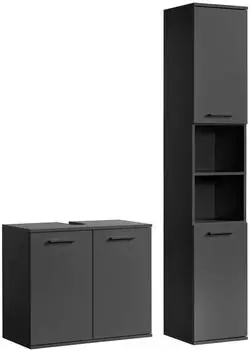 mokebo Badm&ouml;bel-Set, Schwarz, Holzwerkstoff, 103x180x34 cm (800000567237)